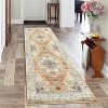 Coucheta Vintage Area Rug - Washable Medallion Rug with Non-Slip Backing, Soft Low Pile Distressed Carpet for Living Room & Bedroom - 2 of 4