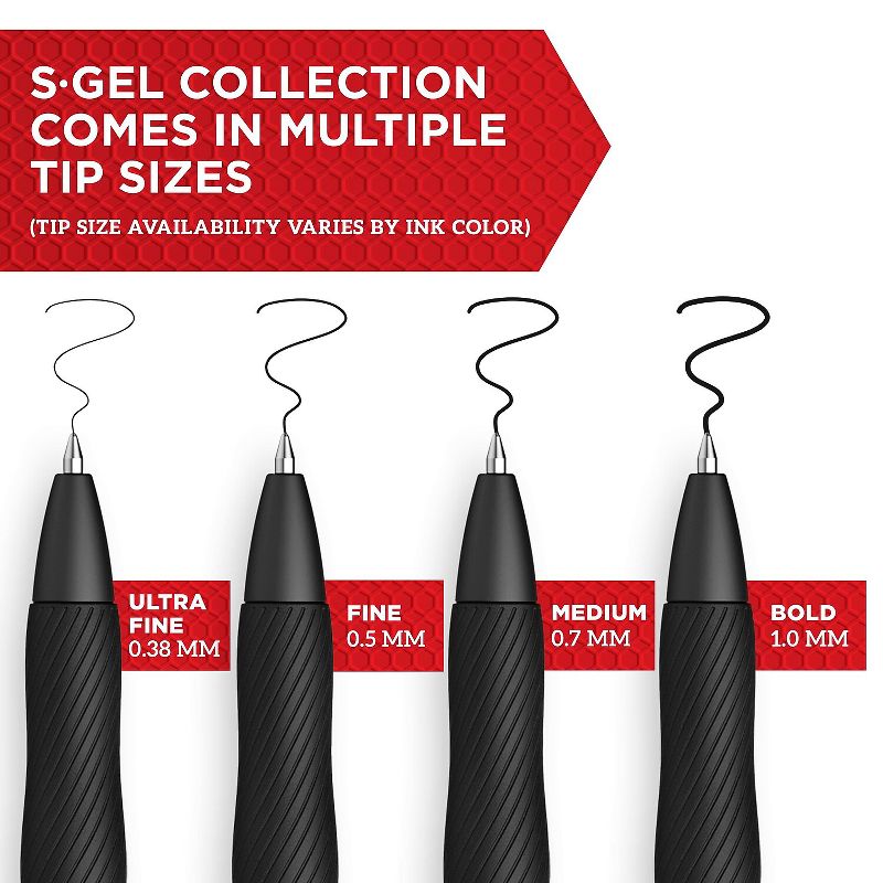 Sharpie S-Gel Retractable Gel Pens 0.38 mm Ultra Fine Point Black Ink Dozen (2140521), 2 of 7