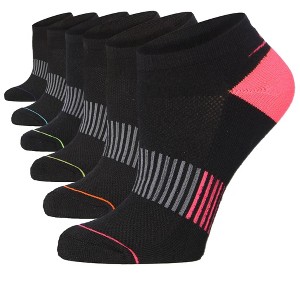 Tipi Toe Women's 6-Pairs Black Rainbow Stripes Pattern Low Cut/No Show Athletic Sport Socks - 1 of 1