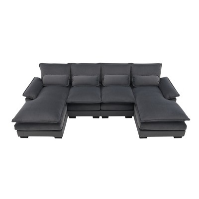NicBex Modern 110" Sectional Sofa Modular U Shaped Sofa Couch with Waist Pillows for Living Room Apartment