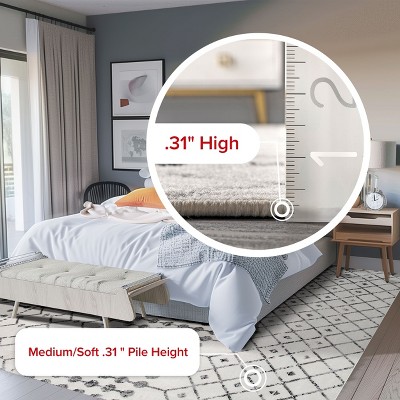 Handmade Geometric Gray Square Area Rug, Stain-Resistant Synthetic