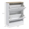 Munora Slim Shoe Storage Cabinet with 2 Flip Drawers & Adjustable Shelves for 12 Pairs, White & Light Oak - 3 of 4