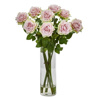 Regal Rose 22.5" Artificial Arrangement in Clear Cylinder Vase