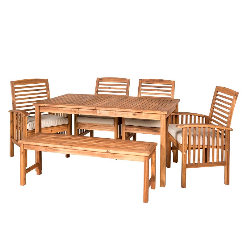 Ravenscroft 6pc Acacia Wood Patio Dining Set - Saracina Home: Weather-Resistant, Outdoor Dining Furniture with Cushions, 3 of 7