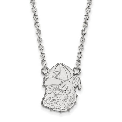 Black Bow Jewelry 10k White Gold Georgia Bulldogs NCAA Necklace 18 Inch
