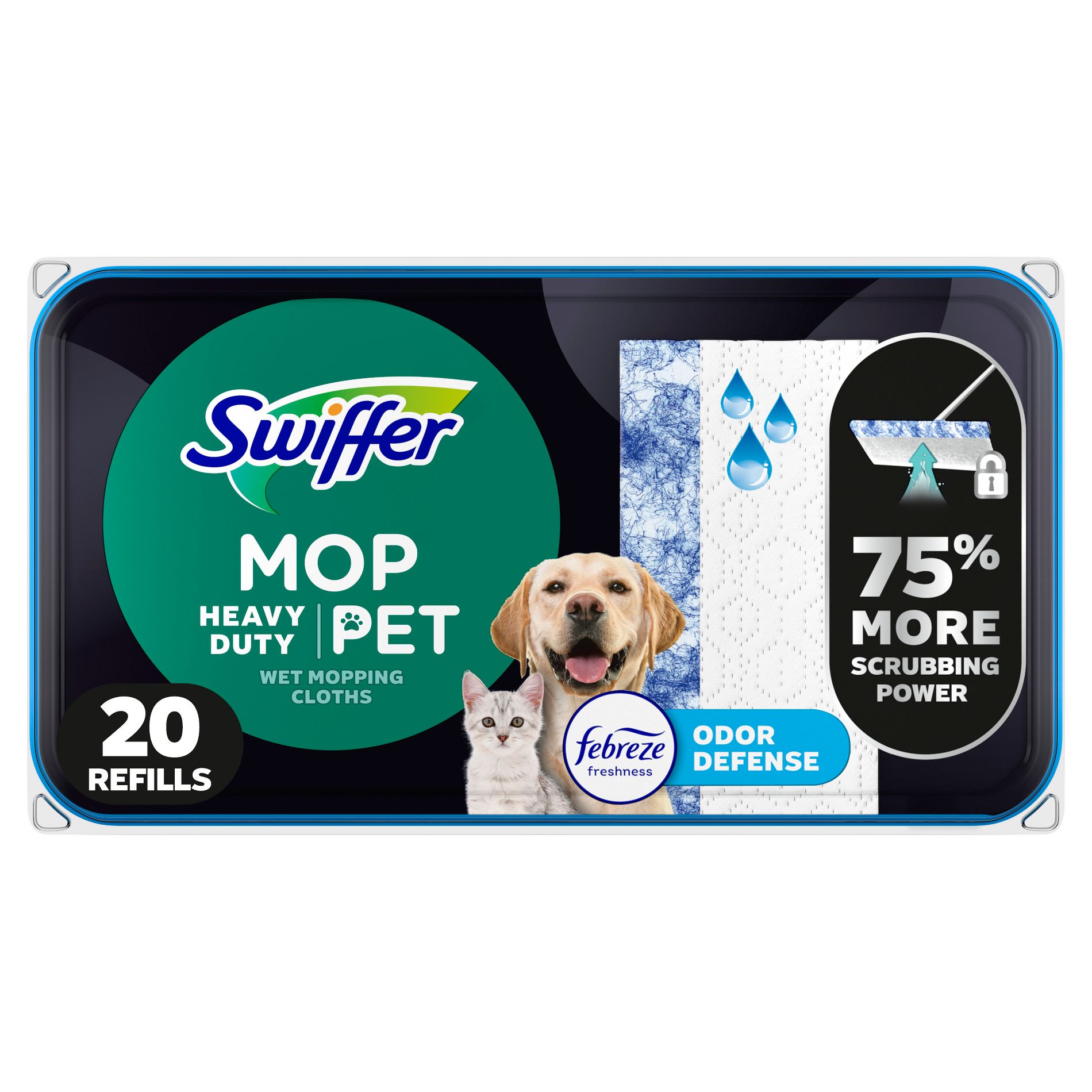 Swiffer Sweeper Pet Heavy Duty Multi-Surface Wet Cloth Refills for Floor Mopping and Cleaning - Fresh scent - 20ct