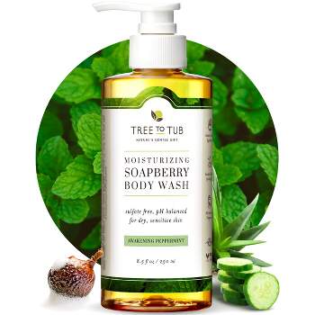 Tree To Tub Peppermint Body Wash for Sensitive Skin - pH Balanced Body Wash, Hydrating Sulfate Free Body Soap for Women & Men w/ Organic Shea Butter