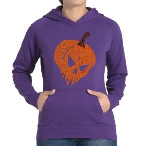 LA Pop Art Evil Pumpkin - Women's Word Art Hooded Sweatshirt - 1 of 4