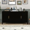 63.1" MDF and Pine Wood 4-Vertical Wavy Slatted Doors Sideboard with Metal Handles for Dining Room, Living Room, Kitchen, or Entryway - 2 of 4