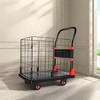 NAYSAYE Foldable Hand Truck Cart 330lbs Capacity Platform Dolly with Basket Cage for Easy Material Transport, Black and Red, 19.1"*33.9"*29.7" - 2 of 4