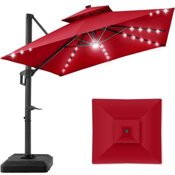 Best Choice Products 10x10ft 2-Tier Square Outdoor Solar LED Cantilever Patio Umbrella w/ Base Included