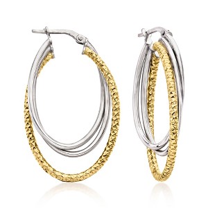Ross-Simons Italian Sterling Silver and 18kt Gold Over Sterling Triple-Hoop Earrings - 1 of 3