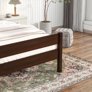 APRILSOUL Twin Bed with Headboard and Footboard,Rubber Wood Bed - 1 of 4