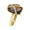 Ross-Simons 7.50 Carat Smoky Quartz and .10 ct. t.w. White Zircon Ring in 18kt Gold Over Sterling - 3 of 4