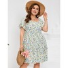 LXT- Women's Plus Size Square Neck Ruffle Sleeve Flowy Floral Summer Midi Dress with Pockets - 2 of 4
