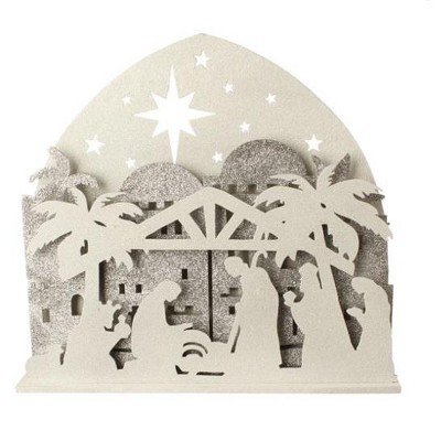 Raz Imports 19" Brown and White Battery Operated LED Nativity Christmas Decor