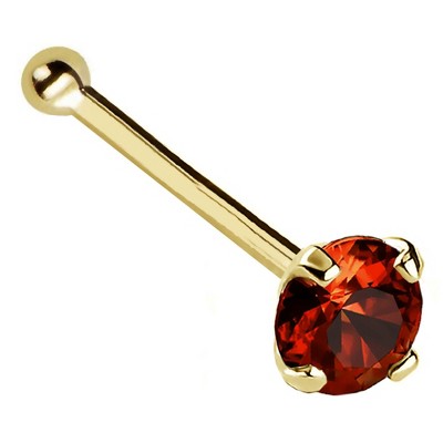 Jewelry Avalanche 22G 14K Gold Ball-end Nose Stud with Garnet Gemstone