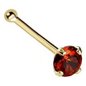 Jewelry Avalanche 22G 14K Gold Ball-end Nose Stud with Garnet Gemstone - 1 of 2
