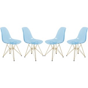 LeisureMod Cresco Modern Acrylic Dining Chairs (Set of 4) – Eiffel Gold Chrome Base, Stylish Accent Chairs for Contemporary Dining Rooms & Kitchens - 1 of 4