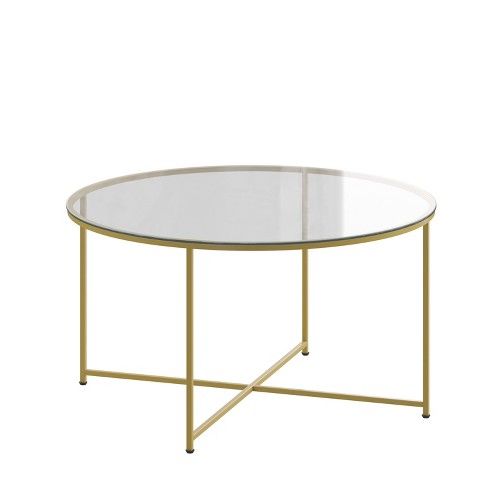 Merrick Lane Coffee Table With Round Cross Brace Frame : Target