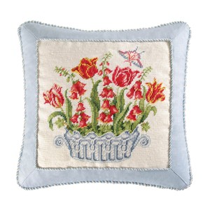 C&F Home Colonial Williamsburg 18" x 18" Tulip And Foxglove Needlepoint Pillow - 1 of 1