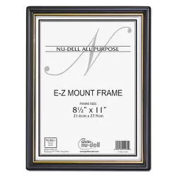 Nudell EZ Mount Document Frame with Trim Accent Plastic 8-1/2 x 11 Black/Gold 11880