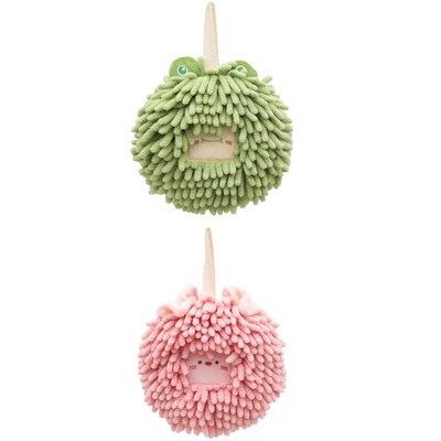 REGALWOVEN Cute Soft Absorbent Quick Drying Chenille Hanging Hand Towel 2 Pcs
