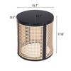JUJABU 15.7" Round End Table, Hollow Rattan Woven Design with Rubber Wood Top, Small Nightstand or Tea Table for Living Room, Easy Assembly - 4 of 4