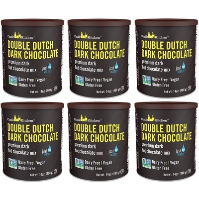 Castle Kitchen Double Dutch Dark Chocolate Premium Hot Cocoa Mix - Dairy-Free, Vegan, Plant Based, Gluten-Free, Kosher, 14 oz (Pack of 6)