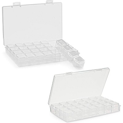 Bright Creations 2 Pack Diamond Painting Storage Containers with Lids, 28 Compartments, 6.8 x 4 in