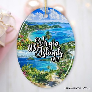 Artistic US Virgin Islands Ornament, Tropical Beach Paradise in Atlantic Ocean Christmas Souvenir| OrnamentallyYou - 1 of 4
