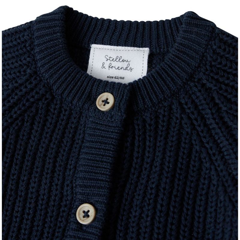 Stellou & Friends 100% Cotton Chunky Ribbed Knitted Cardigan for Boys & Girls Ages 0-6 Years, 2 of 5
