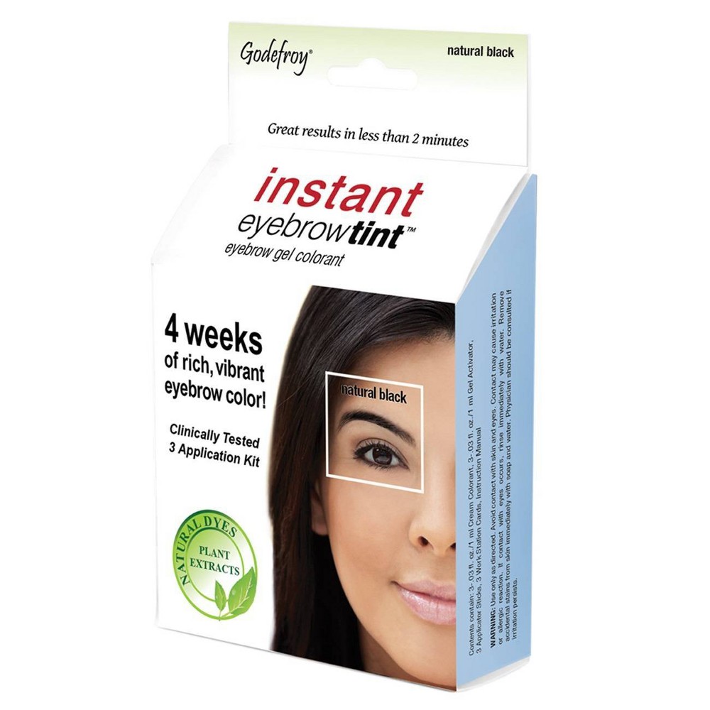 Photos - Other Cosmetics Godefroy Instant Eyebrow Tint Application Kit - Natural Black - 3ct 