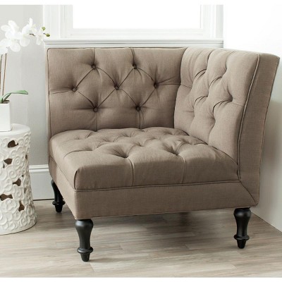 Olive Tufted Linen Polyester Accent Chair with Spindle Legs