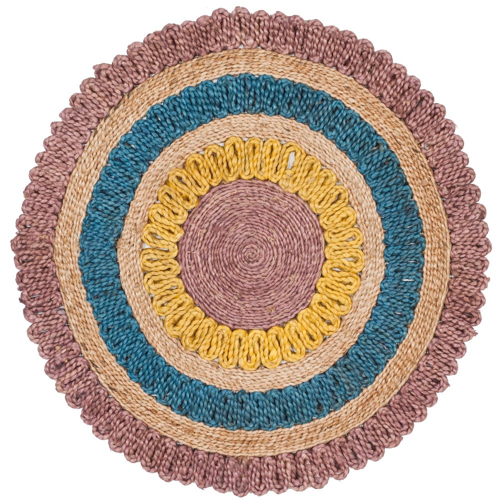 7' Stripe Woven Round Area Rug Lavender - Safavieh