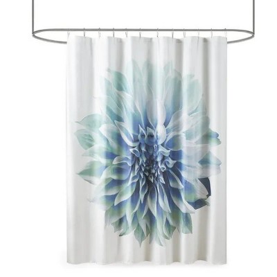 LunaLulinlk Printed Floral Cotton Shower Curtain