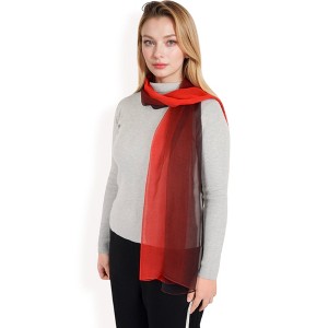 Anna-Kaci Women's Lightweight Gradient Chiffon Scarves with Flowing Ruffled Edges in Vibrant Multi-Color Designs - 1 of 4