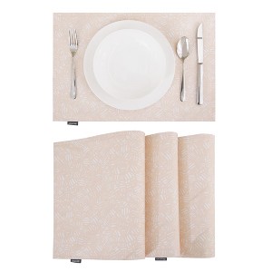 Deconovo Reversible Waterproof Oxford Placemats 12"x18" | Floral & Solid Set of 4 - 1 of 4