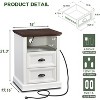 Nightstand with Charging Station & 2 Drawer, Farmhouse End Table for Bedroom, Living Room - image 4 of 4