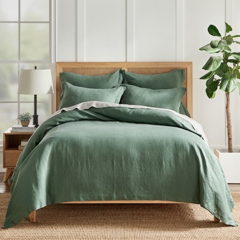 Washed Linen Forest Green Full/queen Duvet Cover- Levtex Home : Target