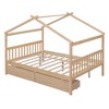 CAVINAS Twin/Full Size House Bed Frame with Drawers,Solid Wood Floor Bed for Kids Room,Bedroom - 4 of 4