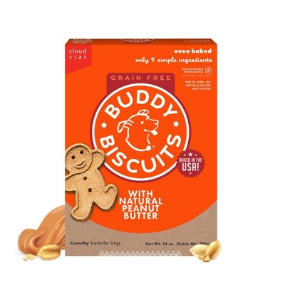 Buddy Biscuits Grain-Free Oven baked Treats with Peanut Butter Dry Dog Treats - 14oz