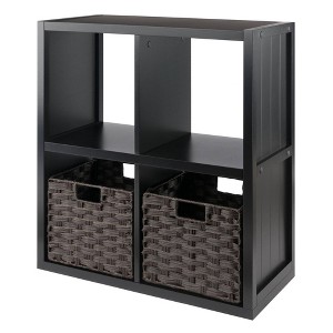 Winsome 27.05" 3pc Timothy Storage Shelf with Baskets Black/Chocolate : Cubby Organizer, No Assembly Required - 1 of 4