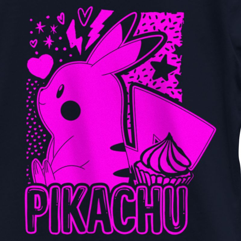 Girl's Pokemon Pikachu Sweet Pink Neon T-Shirt, 2 of 5