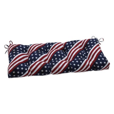 44" x 18" Outdoor/Indoor Tufted Bench/Swing Cushion Major Americana Red - Pillow Perfect