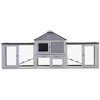 DOMETOUR 2-Story Wood Rabbit Hutch, Indoor Outdoor Bunny Cage with Double Runs and Weatherproof Roofs, Guinea Pig Pet House for Small Animals, Gray - 2 of 4