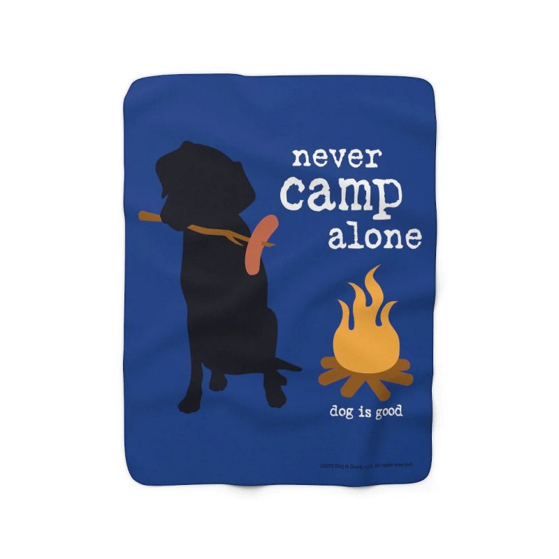 Dog is Good Never Camp Alone Faux Fur Fleece Blanket, 1 of 2