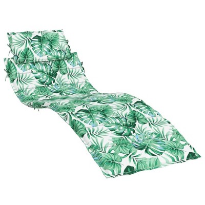 vidaXL Sun Lounger Cushion in Leaf Pattern - Water-Resistant and Durable Oxford Fabric - Indoor/Outdoor Use - Non-Slip Design
