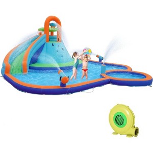 RISOKEYS 4-in-1 Bounce House,Kids Inflatable Water Slide,Water Park Jumping Castle with Water Pool, Slide,Climbing Walls 2 Water Cannons Air Blower - 1 of 4