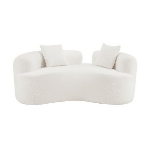 Ridstar Curved Velvet Fabric Two-Seater Sofa for Small Spaces & Apartments-White - 1 of 4